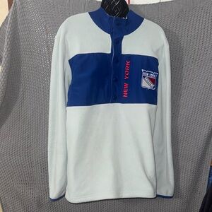 NHL Fanatics New York Rangers pullover fleece gray blue navy quarter zip medium